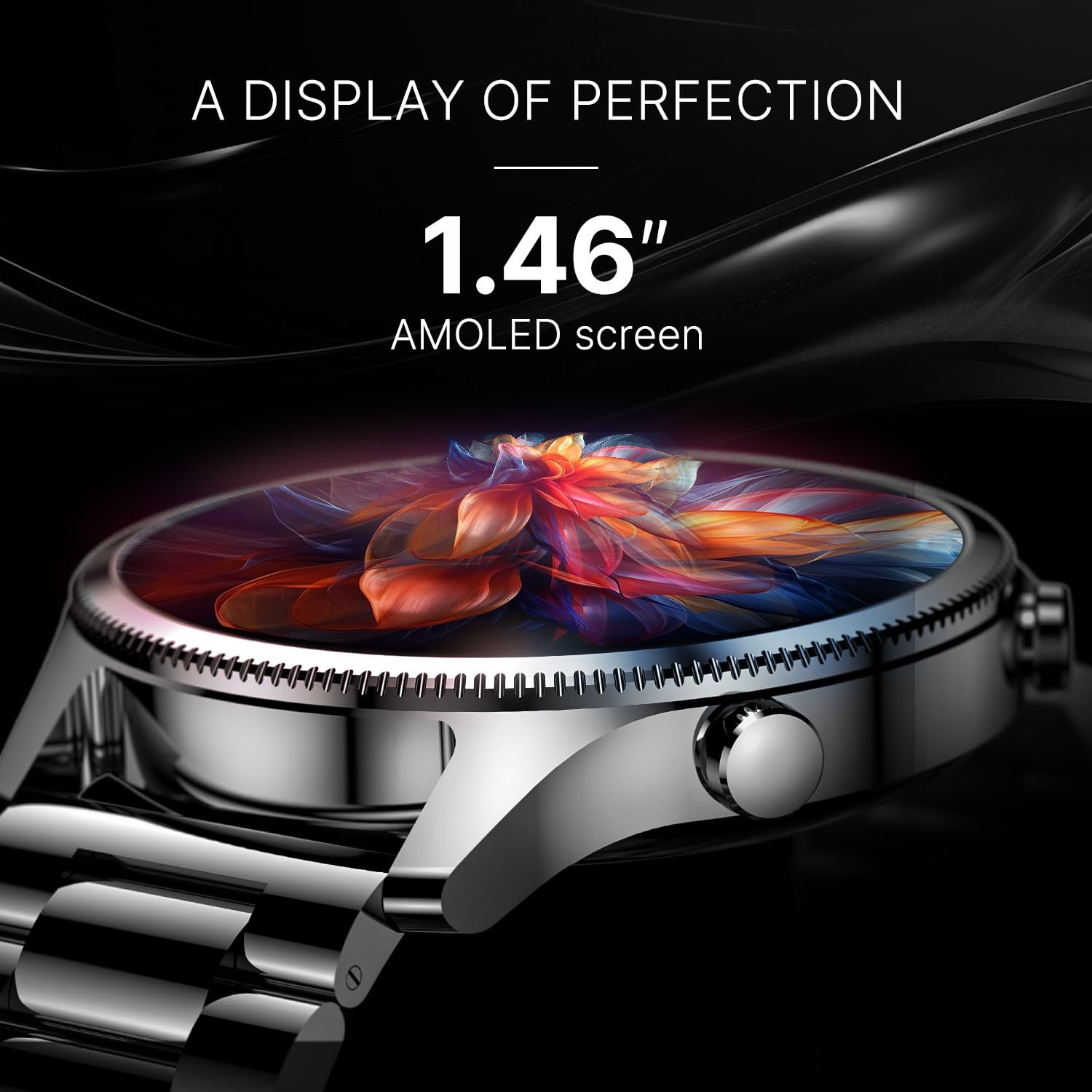 Noise Halo Plus 1.46" Super AMOLED Display Elite Smart Watch, Bluetooth Calling, Stainless Steel Build, Always on Display, Upto 7 Days Battery (Elite Black) - View 5