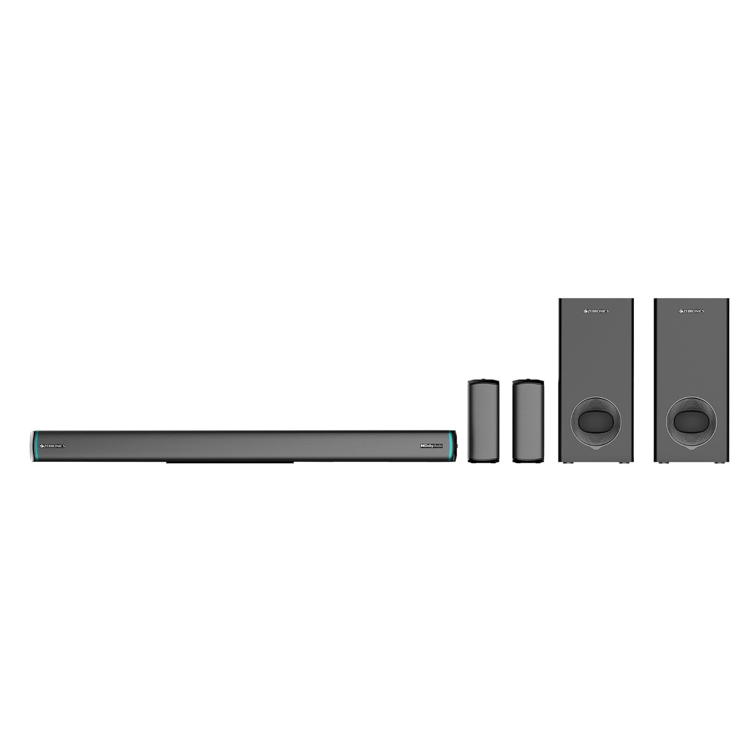ZEBRONICS Juke bar 9550 pro 5.2 Soundbar (625 Watts), Dolby Audio, Dual Wireless Subwoofer & Satellite, BT v5.3, HDMI ARC, Optical, Powerful Bass, RGB LED Lights, Wall Mountable - View 4